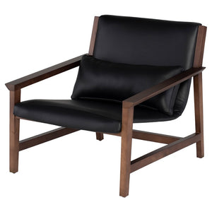 Bethany Black Leather Mid Century Accent Chair