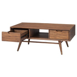 Jake Mid Century Walnut Coffee Table with Storage Drawers