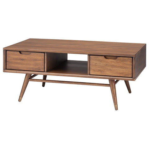 Jake Mid Century Walnut Coffee Table with Storage Drawers