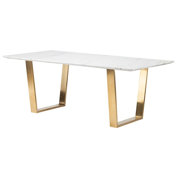 Catrine White Marble Dining Table in 3 Finishes