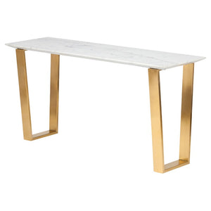Catrine White Marble Coffee Table in Gold or Silver Base