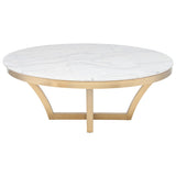 Aurora White Marble Coffee Table in Gold or Silver Base