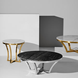 Aurora White Marble Coffee Table in Gold or Silver Base