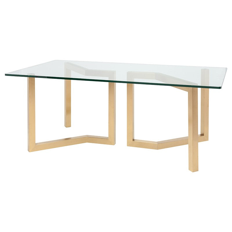 Paula Glass Dining Table with Gold Base in 2 Sizes