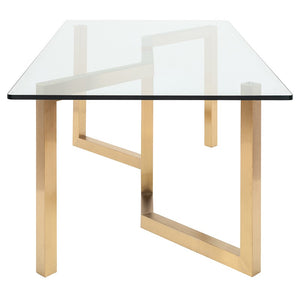 Paula Glass Dining Table with Gold Base in 2 Sizes