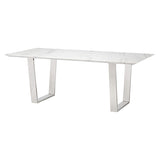 Catrine White Marble Dining Table in 3 Finishes