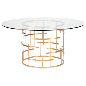 Tiffany Round Glass Dining Table in Gold or Silver Base