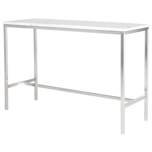 Verona White Marble Bar Table in 60” or 72” Length