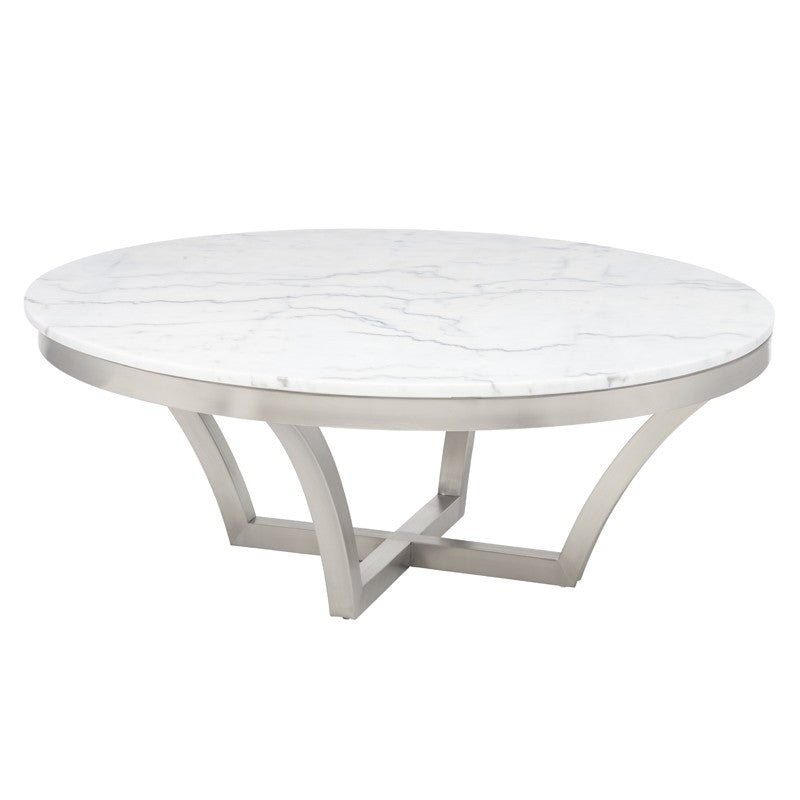 Aurora White Marble Coffee Table in Gold or Silver Base