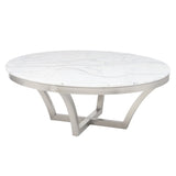 Aurora White Marble Coffee Table in Gold or Silver Base