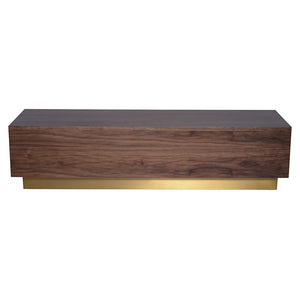 Jakoby Walnut Coffee Table with Brushed Gold Base