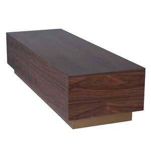 Jakoby Walnut Coffee Table with Brushed Gold Base