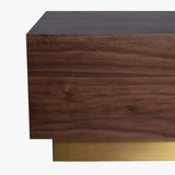 Jakoby Walnut Coffee Table with Brushed Gold Base