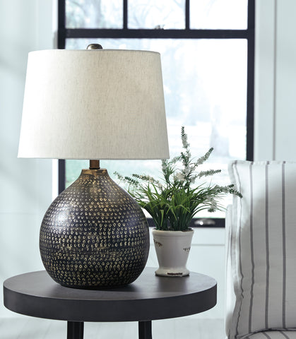 Urban Industrial Black & Gold Metal Table Lamp