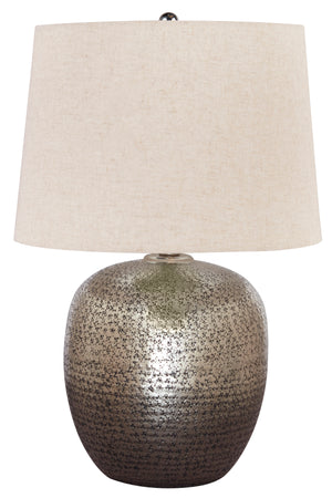 Antique Silver Hammered Aluminum Table Lamp
