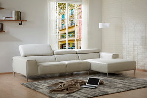 LeClaire Light Grey Leather Sectional
