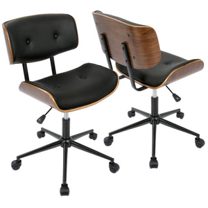 Loom Tufted Walnut Bent Wood Office Chair in Cream, Grey or Black