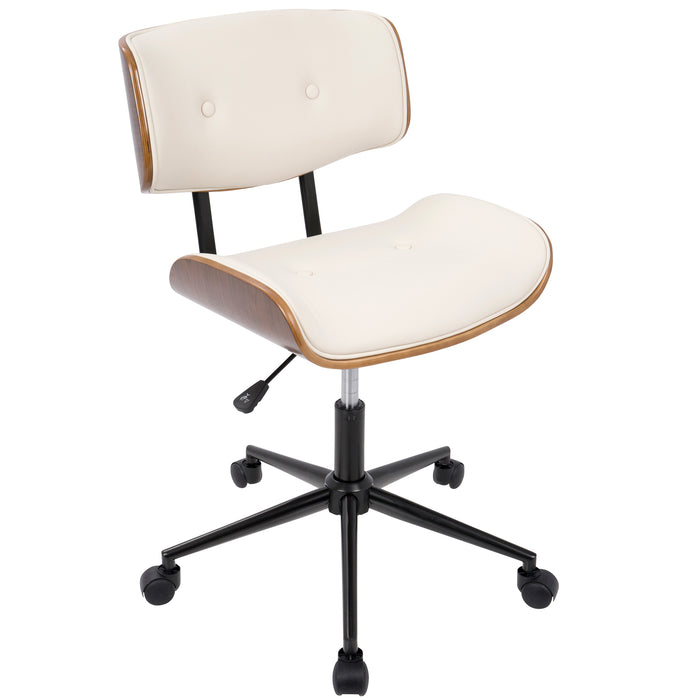 Loom Tufted Walnut Bent Wood Office Chair in Cream, Grey or Black