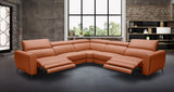 Lorene Leather Reclining Sectional in Rust
