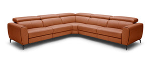 Lorene Leather Reclining Sectional in Rust