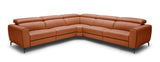 Lorene Leather Reclining Sectional in Rust