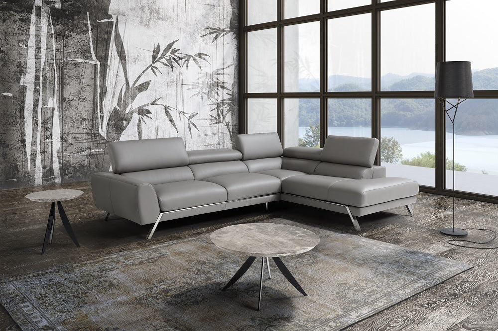 Moda Grey Italian Leather Sectional