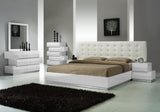 Mila Modern Platform Bed with Tufted Headboard in Black or White