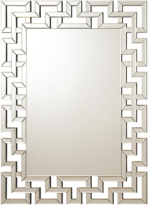 Modern Wall Mirror with Interlocking Greek Key Mirrored Frame