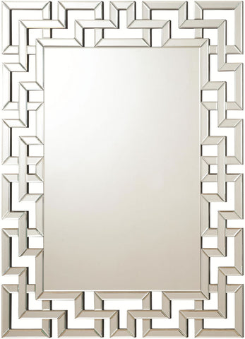 Modern Wall Mirror with Interlocking Greek Key Mirrored Frame