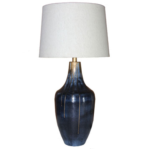 Distressed Indigo & Gold Metal Table Lamp