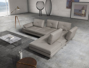 Prima Tufted Leather Sectional with Adjustable Backs