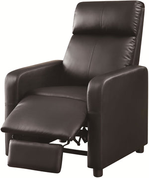 Toohey Push Back Recliner with Narrow Armrests in Black Leatherette