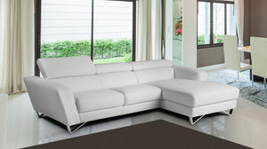 Sparta Apartment Size Italian Leather Sectional in Grey or White