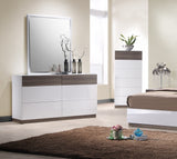 Reno Modern White and Walnut Bedroom Collection