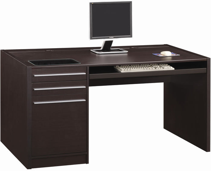 Casual Single Pedestal Desk with Built-in Power Strip