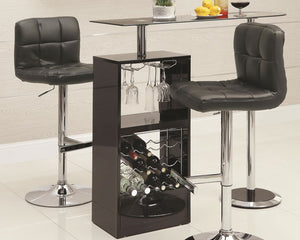 Skokie Small Modern Bar Table with Glass Top in Black or White
