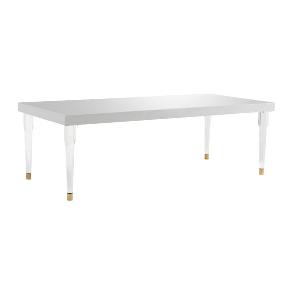 White Lacquer Dining Table with Acrylic Legs