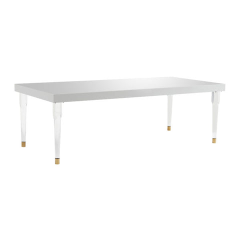 White Lacquer Dining Table with Acrylic Legs