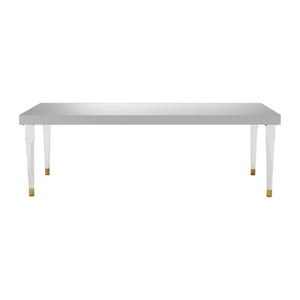 White Lacquer Dining Table with Acrylic Legs