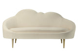 Cream Velvet Settee with Gold Stainless Steel Legs