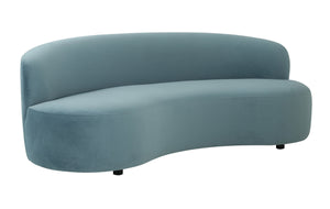 Candice Curved Velvet Sofa in Blue or Cream