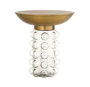 Bubble Glass Accent Table with Brass Top