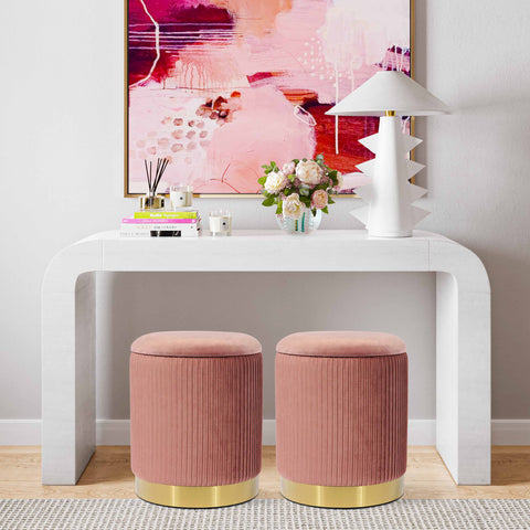 Velvet Storage Ottoman with Gold Base in 3 Color Options