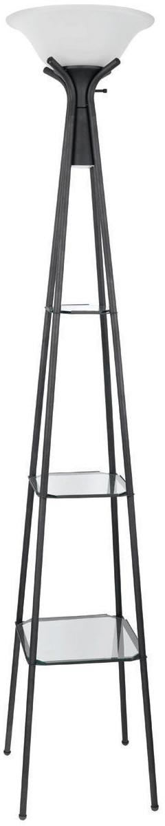 Torchiere Floor Lamp with Clear Glass Shelving