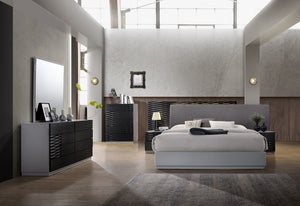 Becca Grey and Black Modern Bedroom Collection