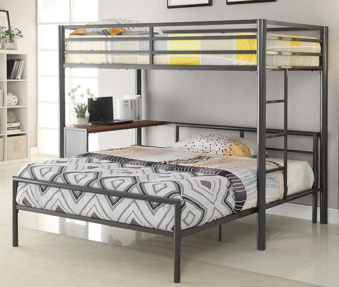 Fisher Twin Over Full Metal Work Station Bunk Bed