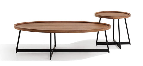 Ursula Walnut Oval Coffee Table with Black Legs