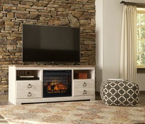 William Dual Tone TV Stand with Optional Fireplace Insert