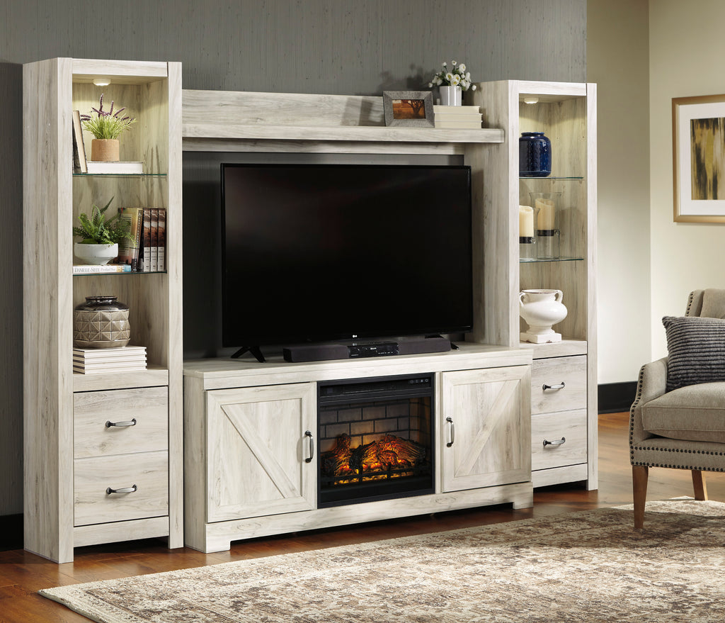 White Farmhouse Wall Unit with Optional Fireplace