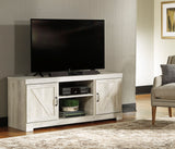 White Farmhouse 63" Media Stand with Optional Fireplace